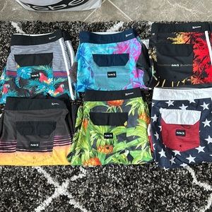 6 pair Hurley board shorts